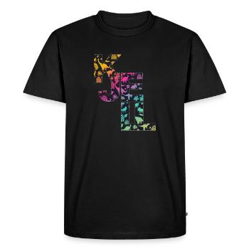 KJELL - Beautiful boy name with cute dinosaurs - Men's Premium Organic T-Shirt - black - Front - Nico (187cm)