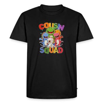 Drôle COUSIN SQUAD Grand-mère Vacances Dino Grand-père - T-shirt Premium bio Homme - noir - Devant - Nico (187cm)