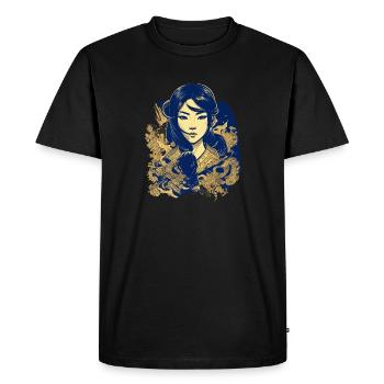 Vietnamese heroine in manga style - Men's Premium Organic T-Shirt - black - Front - Nico (187cm)