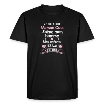Maman Cool j aime mon homme et mes enfants 1 - T-shirt Premium bio Homme - noir - Devant - Nico (187cm)