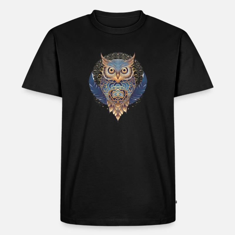 Weisheit der Eule - Männer Premium Bio T-Shirt - Schwarz