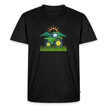 Tracteur Vert - T-shirt Premium bio Homme - noir - Devant - Nico (187cm)