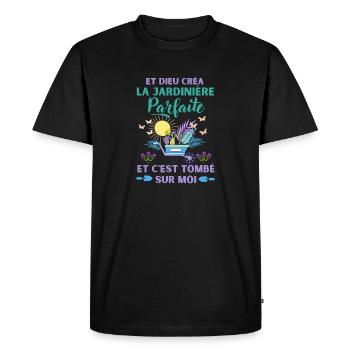 Jardinière parfaite humour jardin jardinage - T-shirt Premium bio Homme - noir - Devant - Nico (187cm)