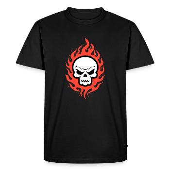 Skull in flames - Men's Premium Organic T-Shirt - black - Front - Nico (187cm)