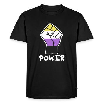 Power Nonbinary Pride Fist Design for Equality - Men's Premium Organic T-Shirt - black - Front - Nico (187cm)