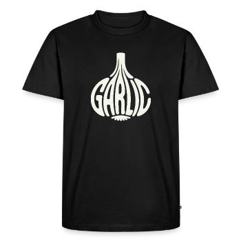 Garlic - Cool Vegetable Logo - Men's Premium Organic T-Shirt - black - Front - Nico (187cm)
