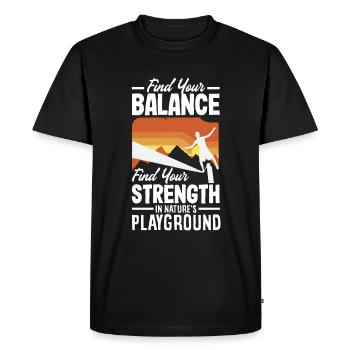 Trouvez votre équilibre, trouvez votre force, dans la nature - T-shirt Premium bio Homme - noir - Devant - Nico (187cm)