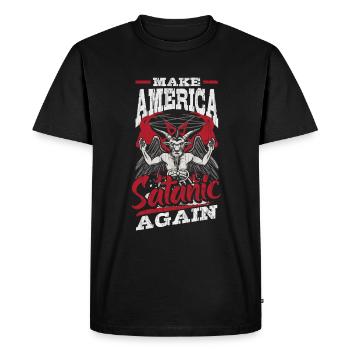 Satan Make America Satanic Again Occult - Men's Premium Organic T-Shirt - black - Front - Nico (187cm)