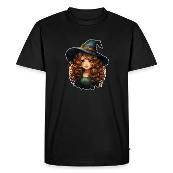 Sorcière d’Halloween I Style de dessin animé I Sorcière - T-shirt Premium bio Homme - noir - Devant - Nico (187cm)