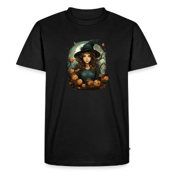Halloween Witch I Cartoon Style I Witch - Men's Premium Organic T-Shirt - black - Front - Nico (187cm)