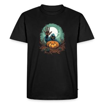 Halloween Emerging Hands Citrouille effrayante - T-shirt Premium bio Homme - noir - Devant - Nico (187cm)