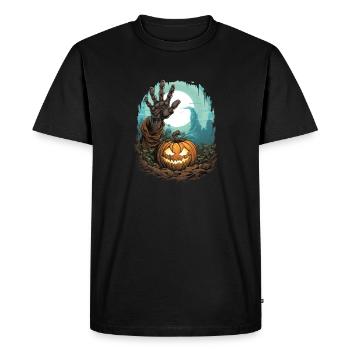 Halloween Emerging Hands Citrouille effrayante - T-shirt Premium bio Homme - noir - Devant - Nico (187cm)