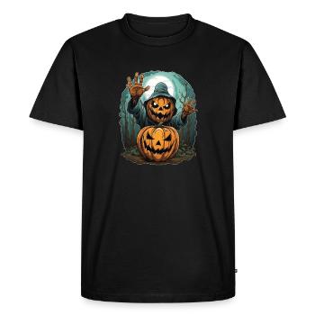 Halloween Mains émergentes Citrouille effrayante - T-shirt Premium bio Homme - noir - Devant - Nico (187cm)