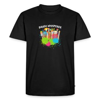 Funny Art Painter Brush Whisperer Drawing Gift - Men's Premium Organic T-Shirt - black - Front - Nico (187cm)