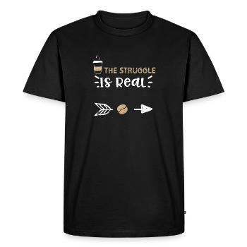 La lutte est réelle - Café - T-shirt Premium bio Homme - noir - Devant - Nico (187cm)