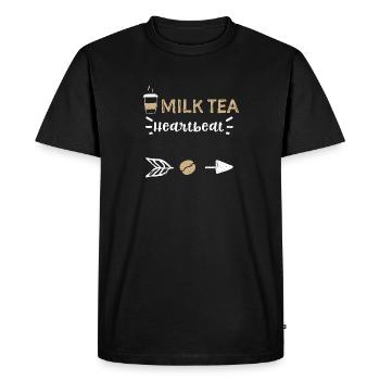 Milk Tea Heartbeat - Coffee - Men's Premium Organic T-Shirt - black - Front - Nico (187cm)