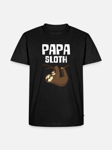 Papa Sloth - Männer Premium Bio T-Shirt - Schwarz