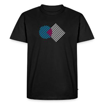 Motif de ligne / cercle, carré / bleu, blanc, rose - T-shirt Premium bio Homme - noir - Devant - Nico (187cm)