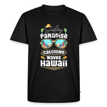 Vagues de plage Vacances d’été Plongée - T-shirt Premium bio Homme - noir - Devant - Nico (187cm)