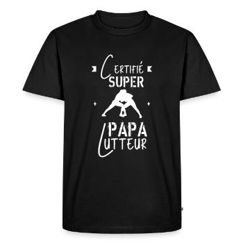Certifié Super papa lutteur - T-shirt Premium bio Homme - noir - Devant - Nico (187cm)