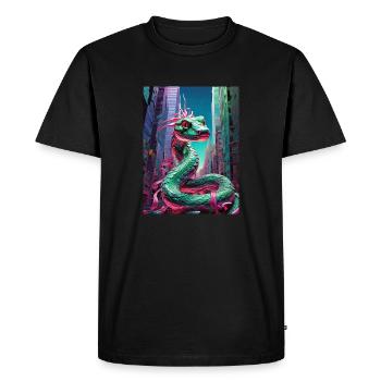 serpent sur la ville - T-shirt Premium bio Homme - noir - Devant - Nico (187cm)