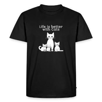 Life is better with Cats - Men's Premium Organic T-Shirt - black - Front - Nico (187cm)