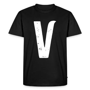 Lettre V - T-shirt Premium bio Homme - noir - Devant - Nico (187cm)