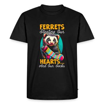 Funny ferret lover weasel mammal animal - Men's Premium Organic T-Shirt - black - Front - Nico (187cm)
