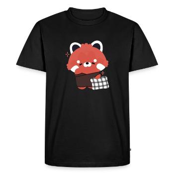 Panda roux endormi - T-shirt Premium bio Homme - noir - Devant - Nico (187cm)