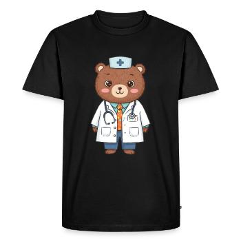 Ours en peluche Docteur - T-shirt Premium bio Homme - noir - Devant - Nico (187cm)