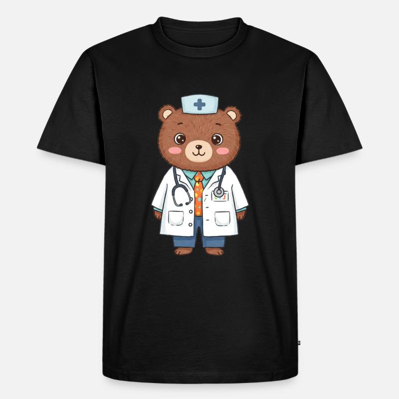 Teddybär Arzt - Männer Premium Bio T-Shirt - Schwarz