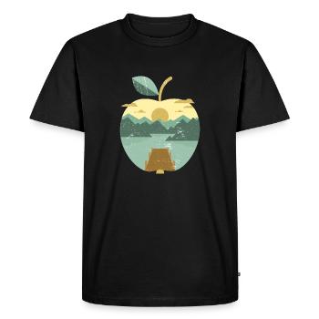 Apple panorama Vintage - T-shirt Premium bio Homme - noir - Devant - Nico (187cm)