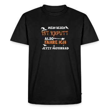 Mon balai est cassé alors conduisez... - T-shirt Premium bio Homme - noir - Devant - Nico (187cm)