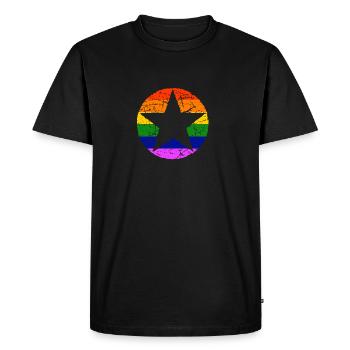 CSD Rainbow LGBT Gay Star - T-shirt Premium bio Homme - noir - Devant - Nico (187cm)
