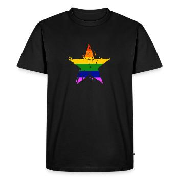 CSD Rainbow LGBT Gay Star - T-shirt Premium bio Homme - noir - Devant - Nico (187cm)