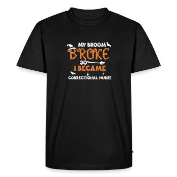 Mon balai s’est cassé alors je suis devenu corre... - T-shirt Premium bio Homme - noir - Devant - Nico (187cm)