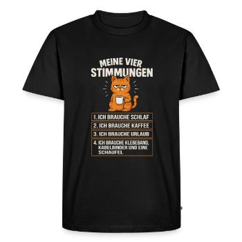 Mes Quatre Humeurs Drôle de Chat - T-shirt Premium bio Homme - noir - Devant - Nico (187cm)