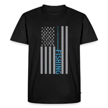 Pêcher Pêcheur Canne à pêche - T-shirt Premium bio Homme - noir - Devant - Nico (187cm)