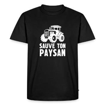 sauve ton paysan - T-shirt Premium bio Homme - noir - Devant - Nico (187cm)