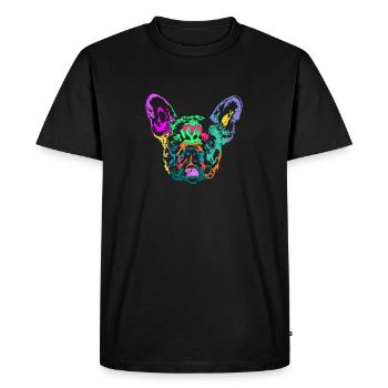 multicolored french bulldog - Men's Premium Organic T-Shirt - black - Front - Nico (187cm)