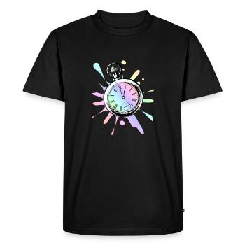 Horloge - idée colorée / cadeau - T-shirt Premium bio Homme - noir - Devant - Nico (187cm)