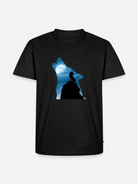 Cooles Wolf T-Shirt, Geschenkidee - Männer Premium Bio T-Shirt - Schwarz