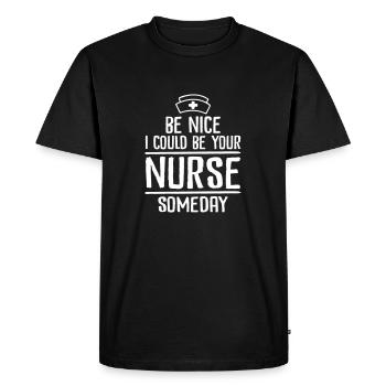 infirmière - T-shirt Premium bio Homme - noir - Devant - Nico (187cm)