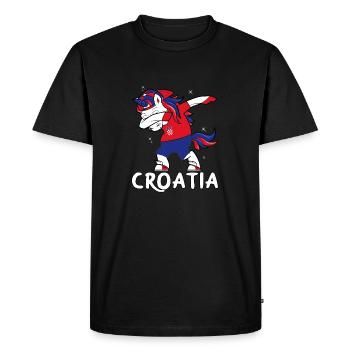 Licorne Croatie Croatie licorne cadeau Hravtska - T-shirt Premium bio Homme - noir - Devant - Nico (187cm)