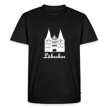 Imprint Lübecker with the Holstentor Lübeck - Men's Premium Organic T-Shirt - black - Front - Nico (187cm)