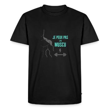 Musculation - T-shirt Premium bio Homme - noir - Devant - Nico (187cm)