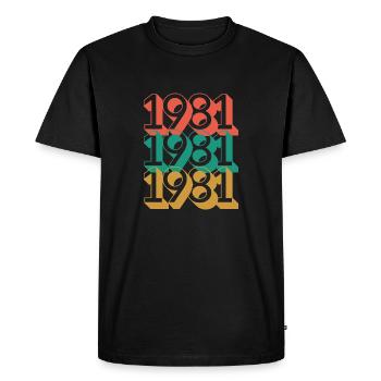 Anniversaire année 1981 / Vintage 1981 - T-shirt Premium bio Homme - noir - Devant - Nico (187cm)