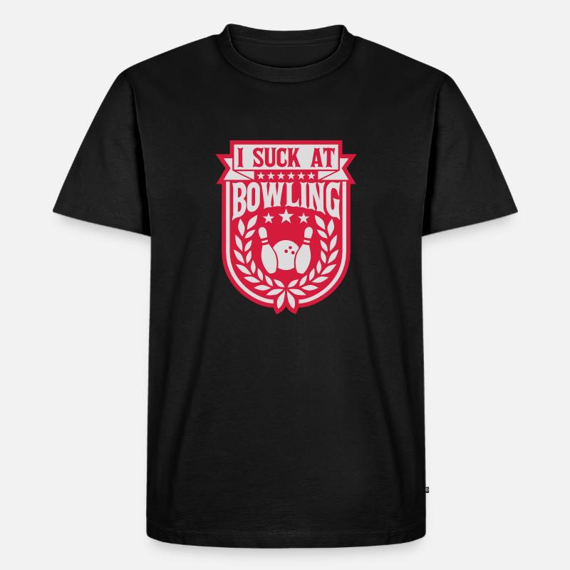 I suck at bowling - Männer Premium Bio T-Shirt - Schwarz