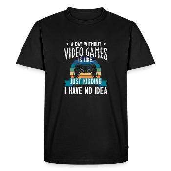 A day without video games funny video gamer - T-shirt Premium bio Homme - noir - Devant - Nico (187cm)