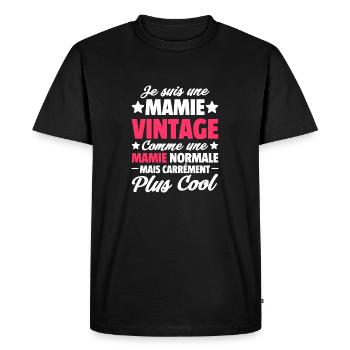 je suis une mamie vintage / humour grand-mère - T-shirt Premium bio Homme - noir - Devant - Nico (187cm)
